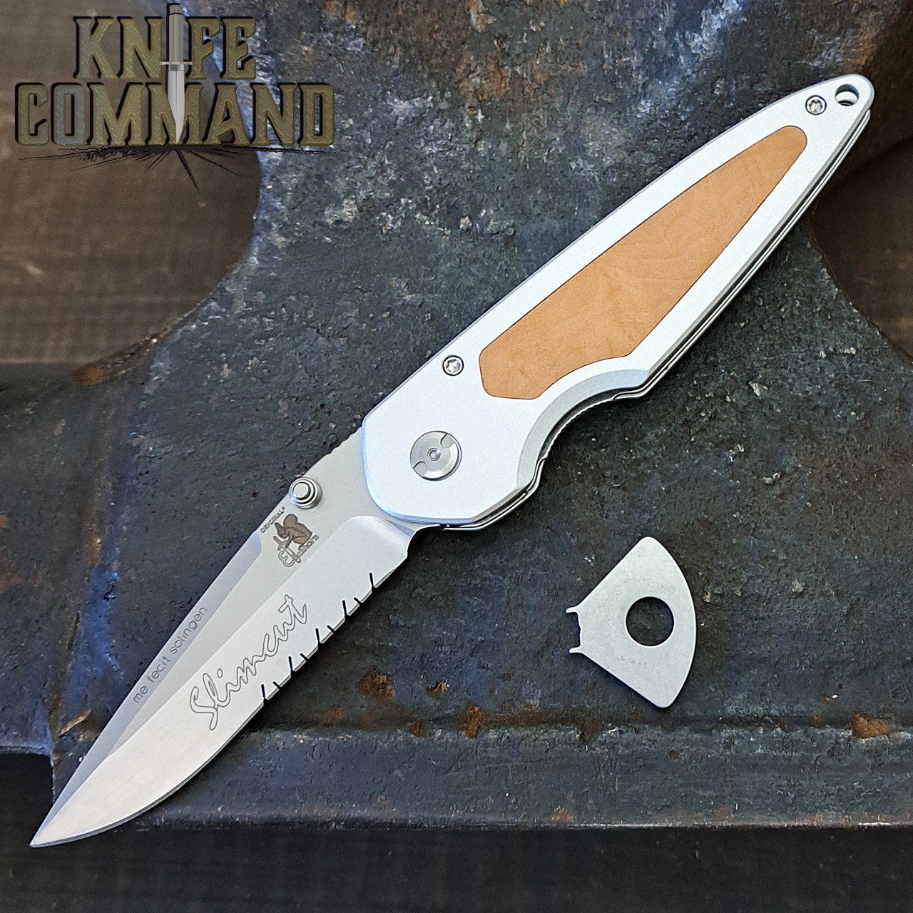 Eickhorn Solingen SlimCut Placid Matrona Wood Gentlemen's Knife Laser Serrated Blade