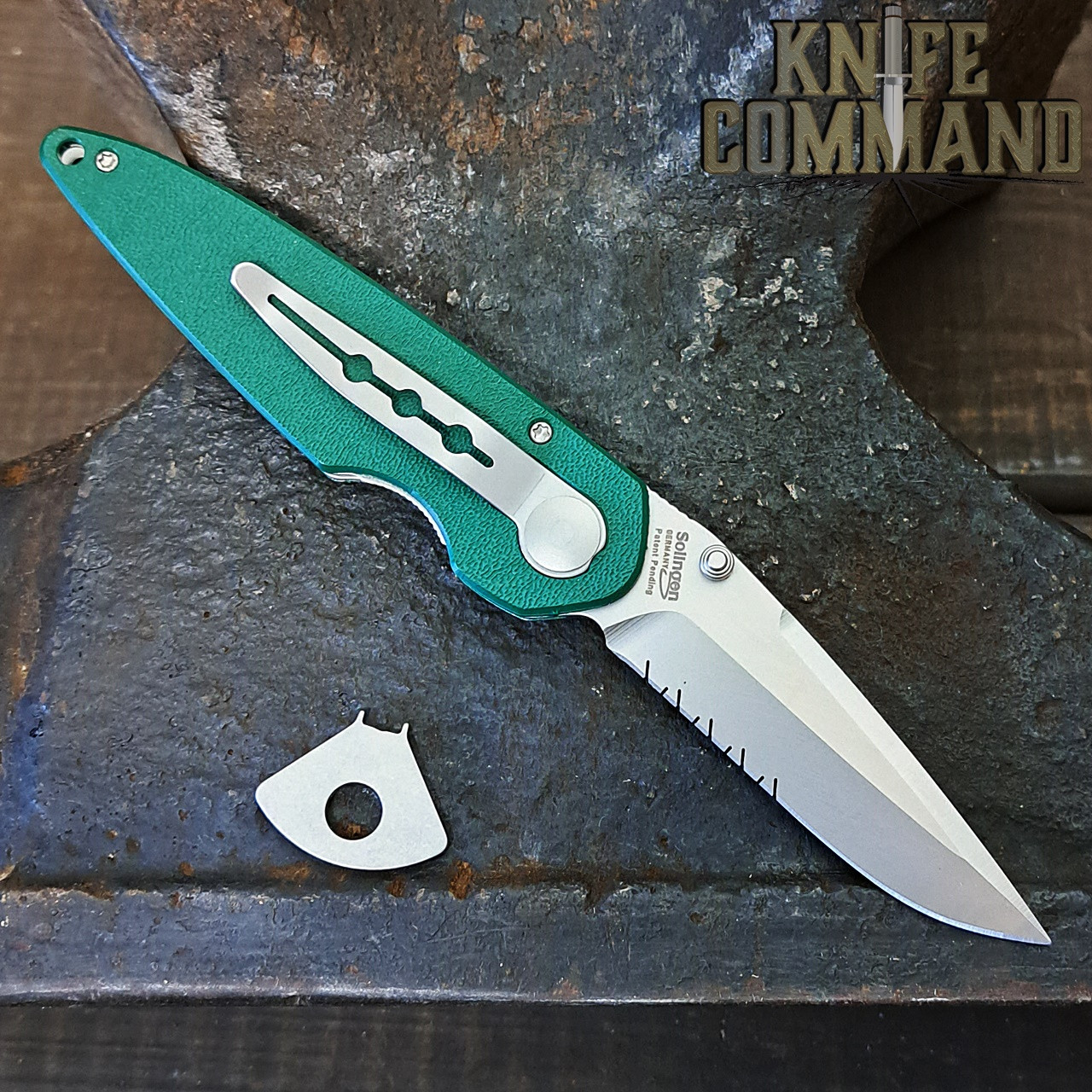 Eickhorn Solingen SlimCut Outdoor Green Gentlemen's Knife Laser Serrated Blade