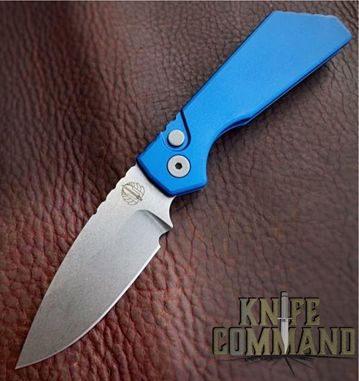 Pro-Tech Knives PT201 Blue Strider PT+ Automatic Knife Folder Smooth Handle  MAGNACUT Blade - KnifeCommand