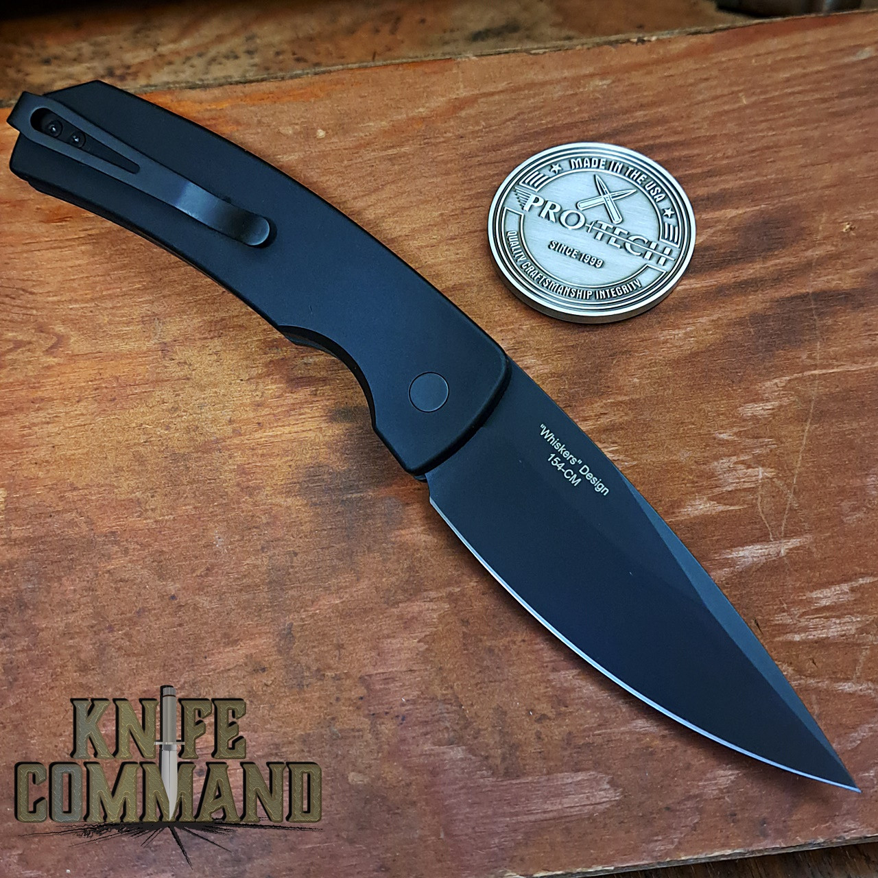 Pro-Tech Knives M2603 Mike Whiskers Allen Magic 2 Scale Release Automatic Folder Knife 154-CM Black Blade