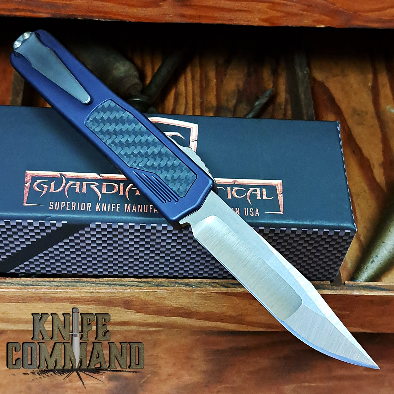 Guardian Tactical Custom Scout Carbon Fiber OTF Automatic Knife Reese Weiland Bronzed Elmax Blade 142911B