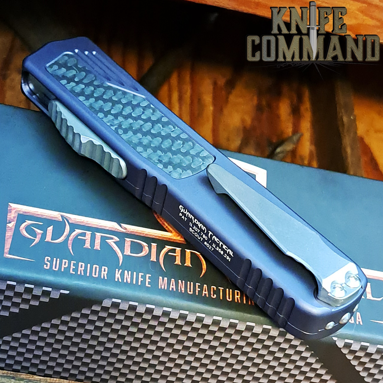 Guardian Tactical Custom Scout Carbon Fiber OTF Automatic Knife Reese Weiland Satin Elmax Blade 142911S 