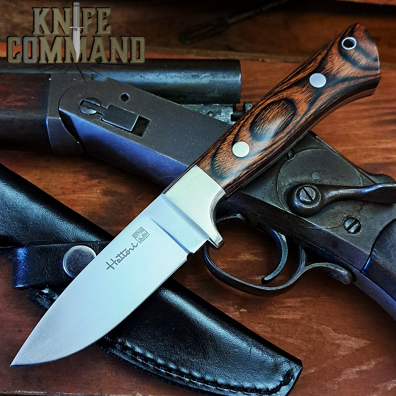 Hattori Knives Model 109 Drop Point Mahogany Hunter Hunting Knife