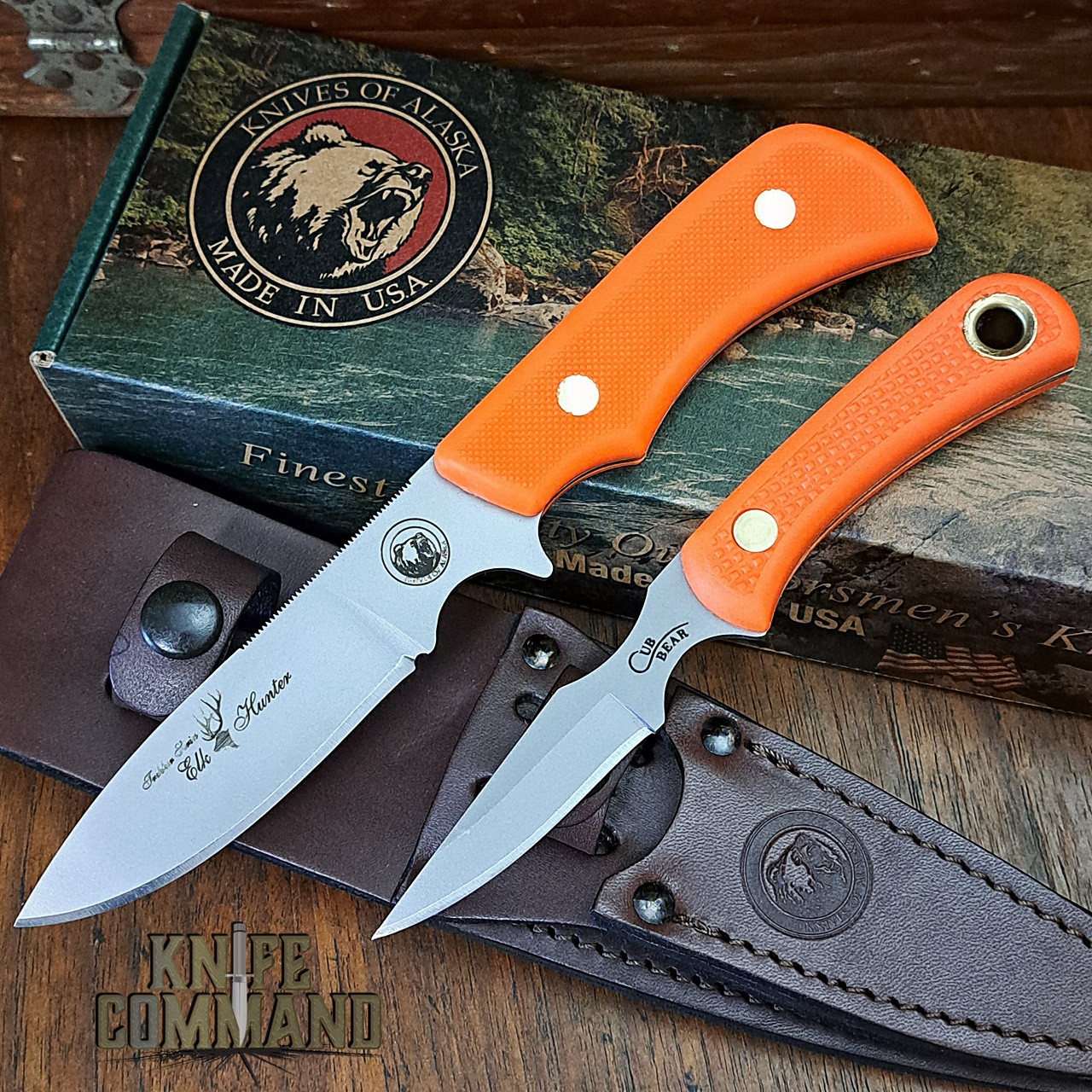 Knives of Alaska Trekker Elk Hunter Blaze Orange Suregrip Hunting Knife Combo 00201FG