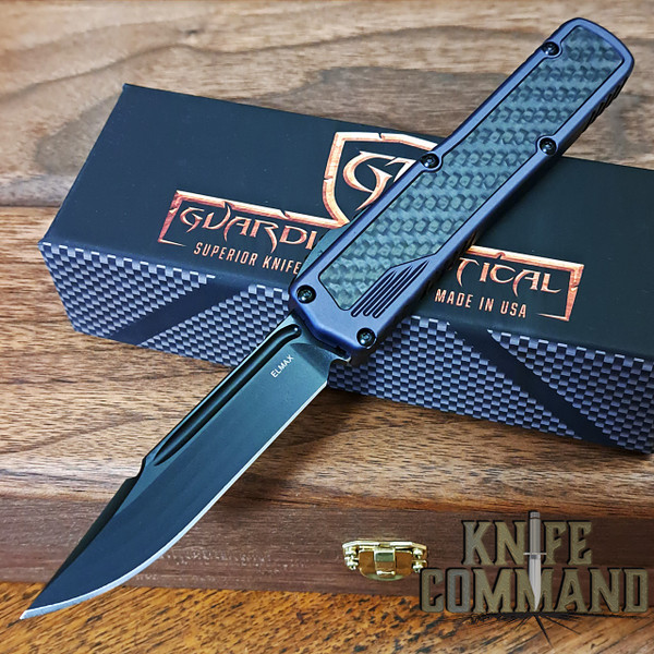 Guardian Tactical Custom Scout Carbon Fiber OTF Automatic Knife Black Clip Point Elmax Blade 142111
