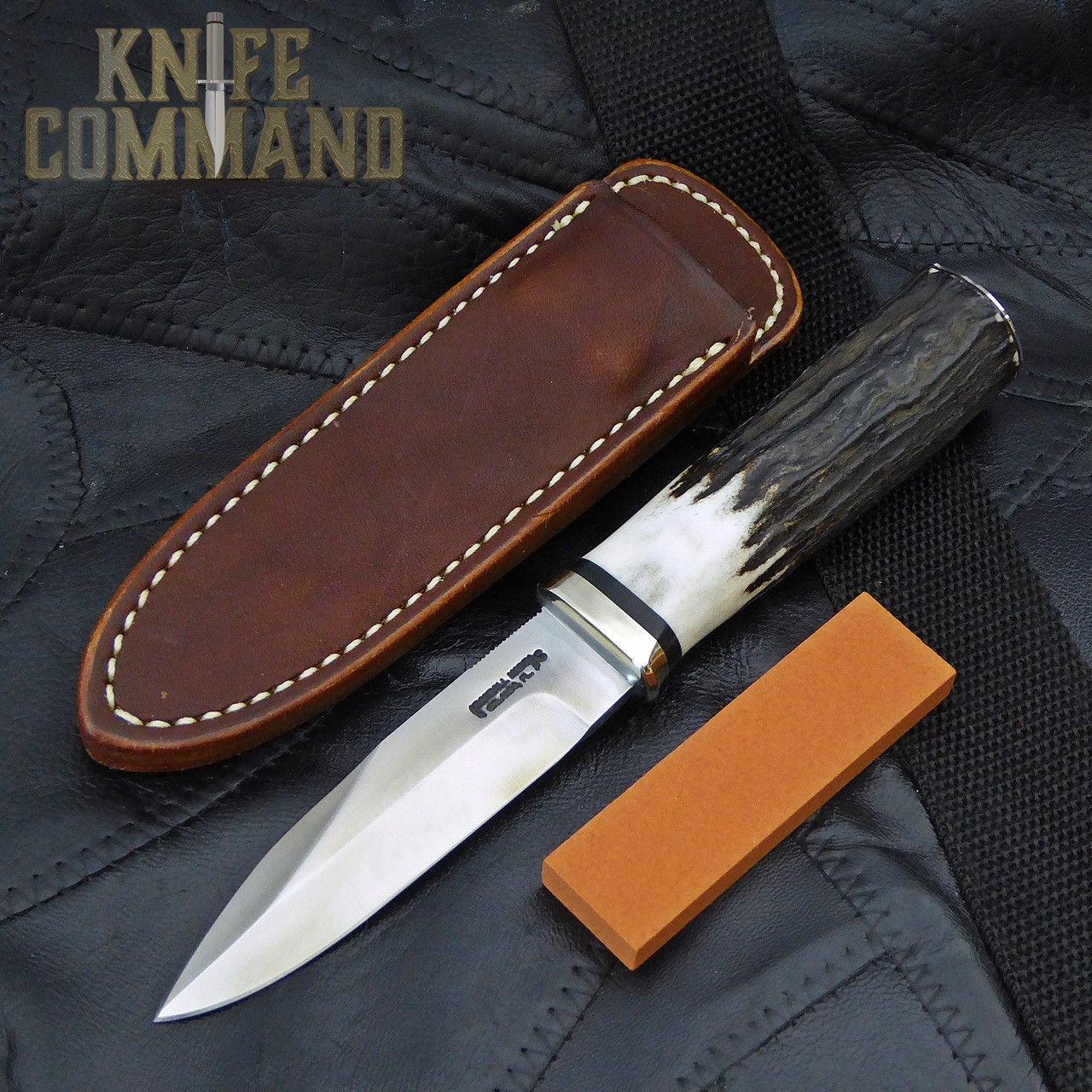 Randall Made Knives Non-Catalog Model Gambler 4" Stag Boot Knife.  With concealment sheath and hone.