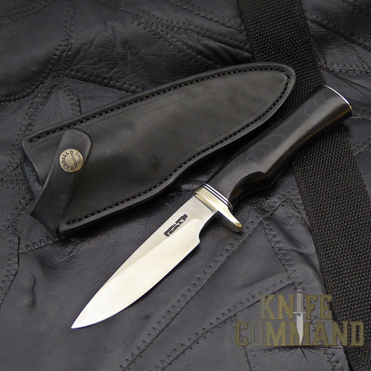 Randall Made Knives Model 26 Pathfinder knife.  Black cover sheath.