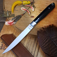 Moki Limited Edition TS-535STC/S Long Bird and Trout Fixed Blade Knife in Black Hardwood