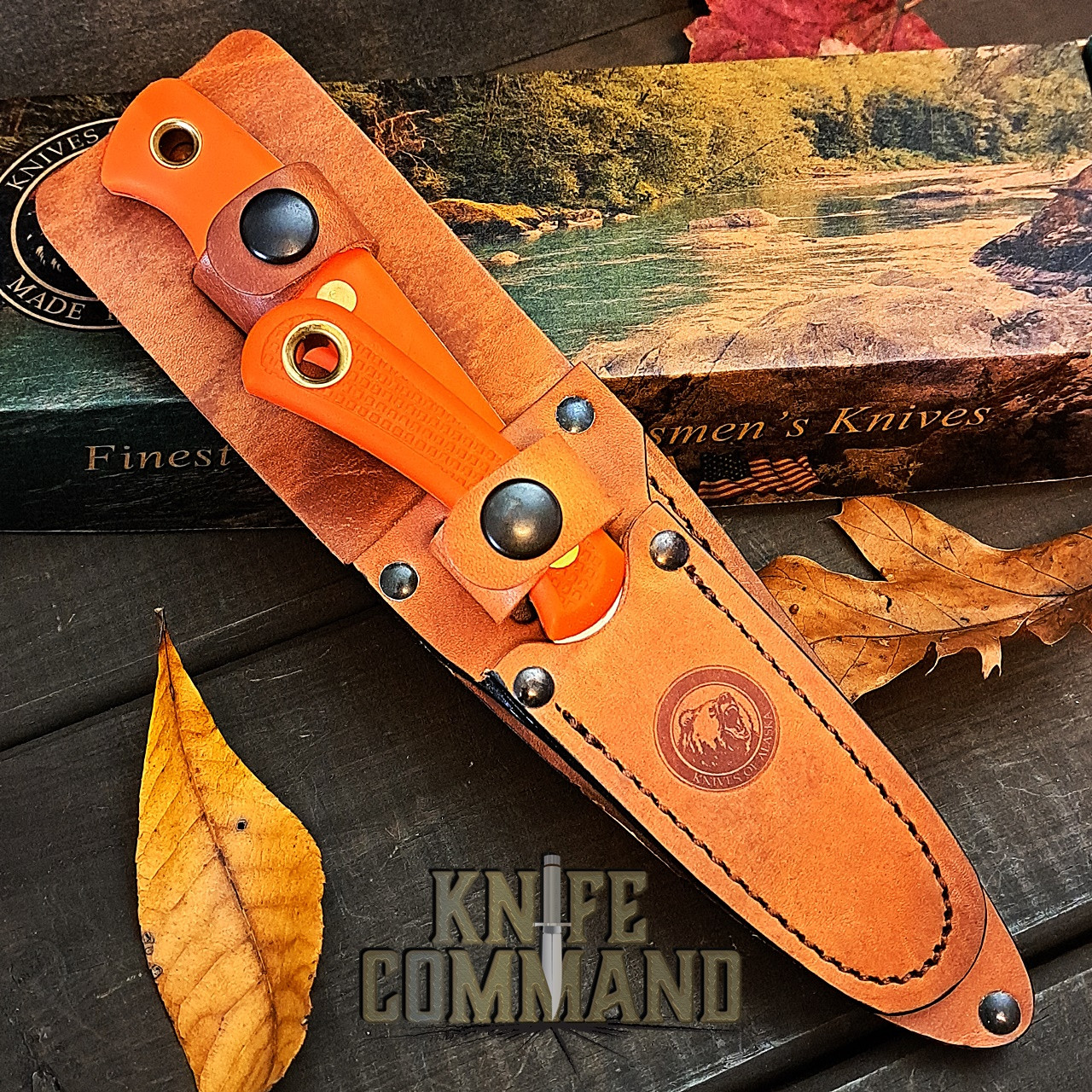 Knives of Alaska Jaeger Muskrat Blaze Orange Suregrip Hunting