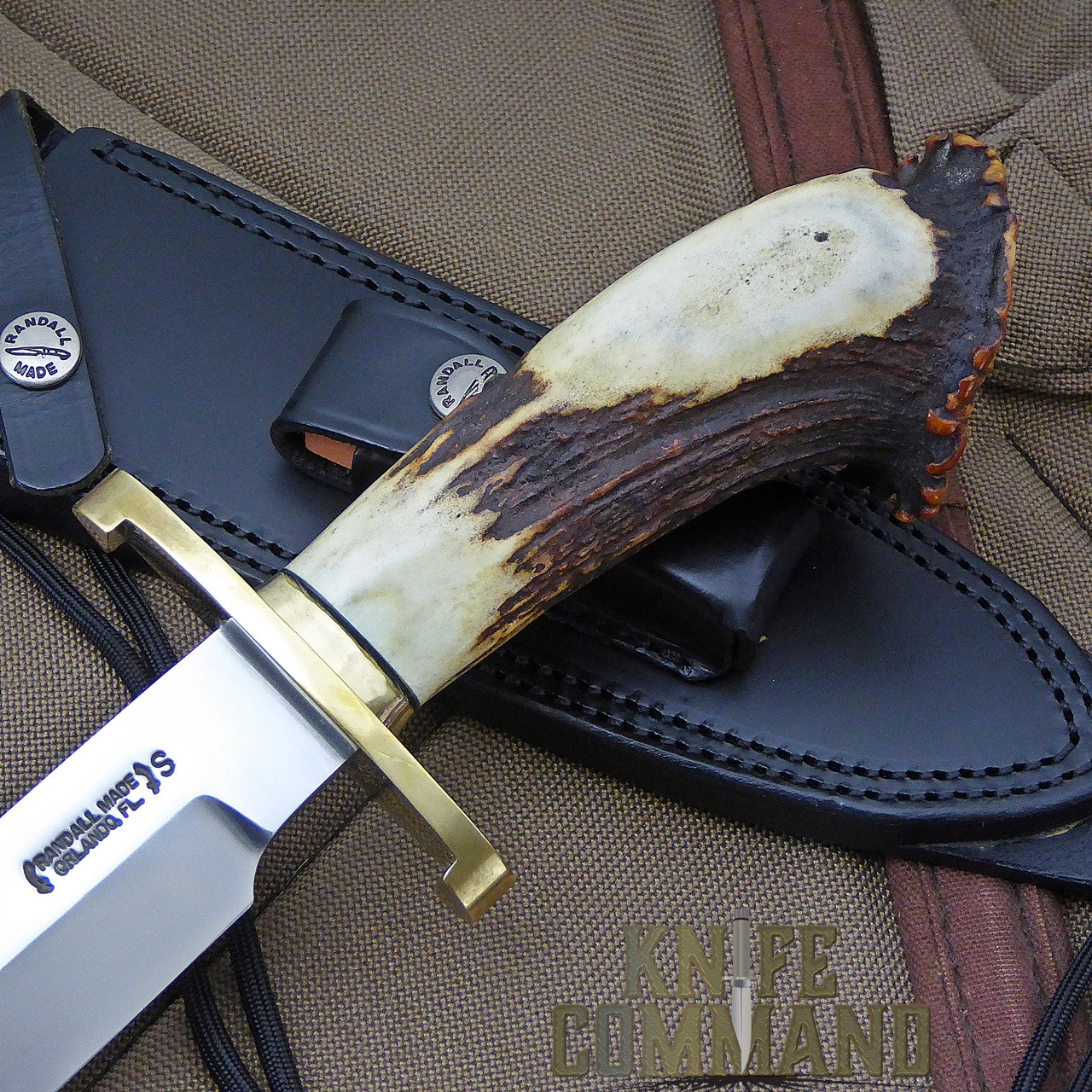 Randall Made Knives Pre-Owned Model 14 Attack SS Crown Stag Lugged Hilt Knife.  Crown Stag handle with lugged hilt.