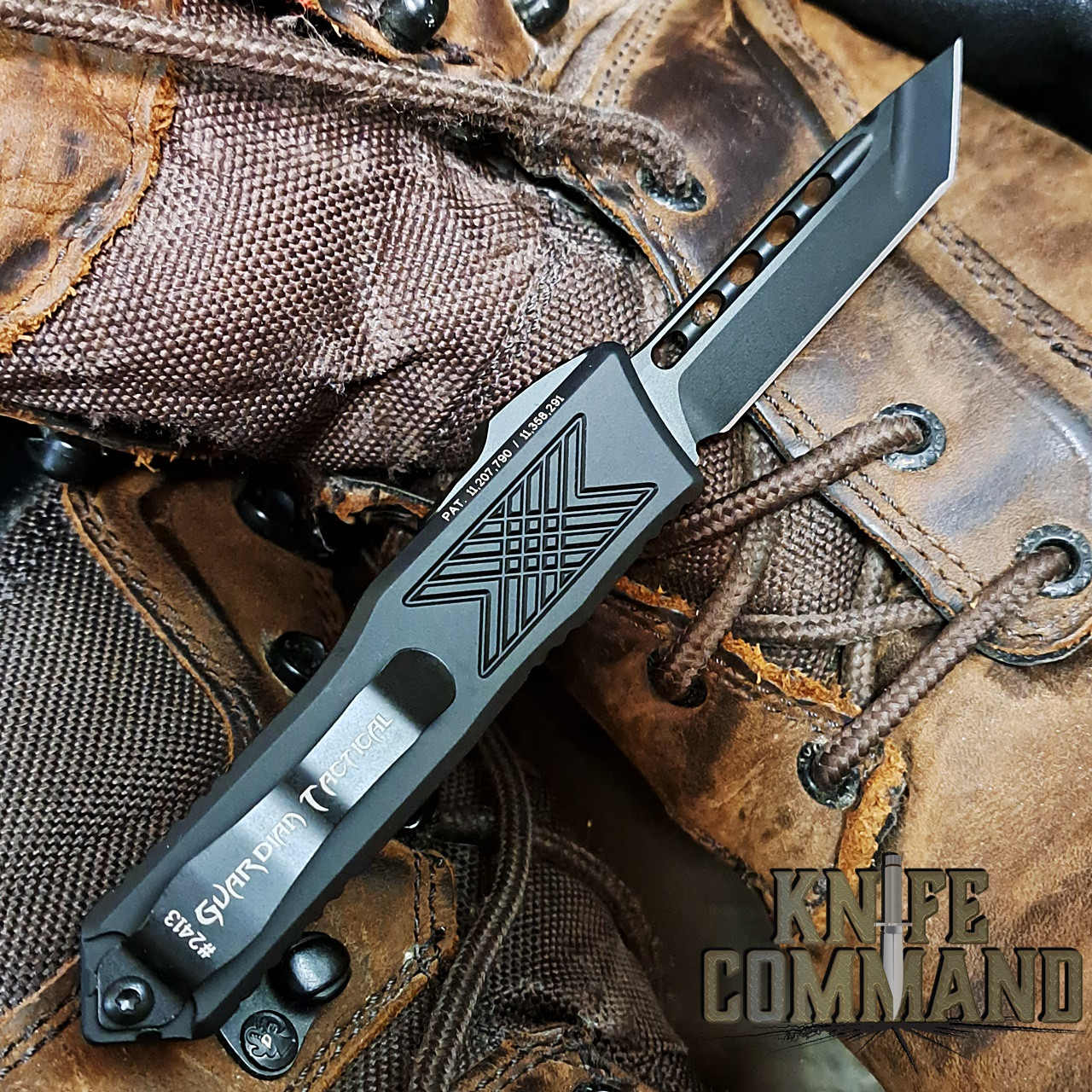 Guardian Tactical GTX-025 OTF Automatic Knife Elmax All Black Tanto-point 12-3121