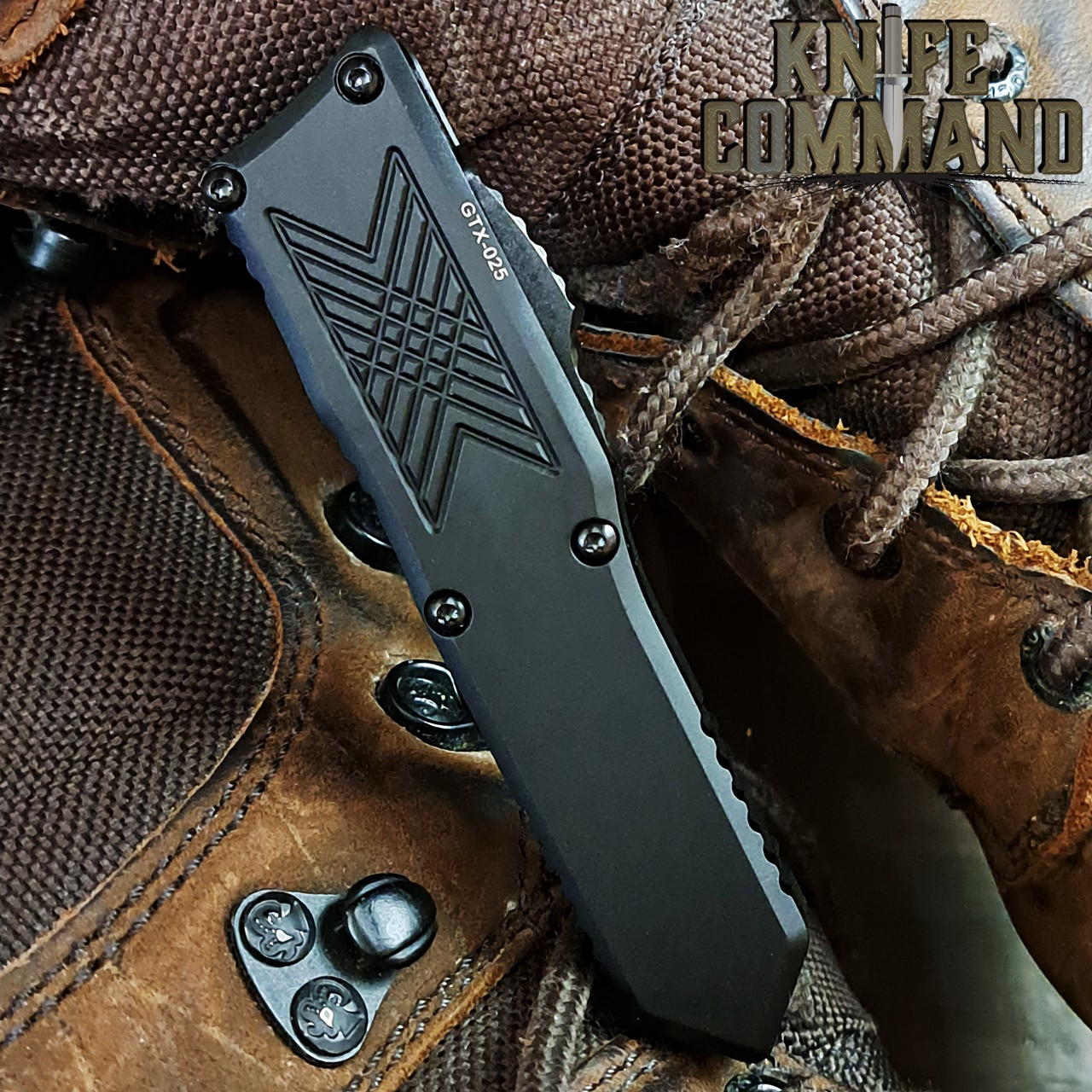 Guardian Tactical GTX-025 OTF Automatic Knife Elmax All Black Tanto-point 12-3121