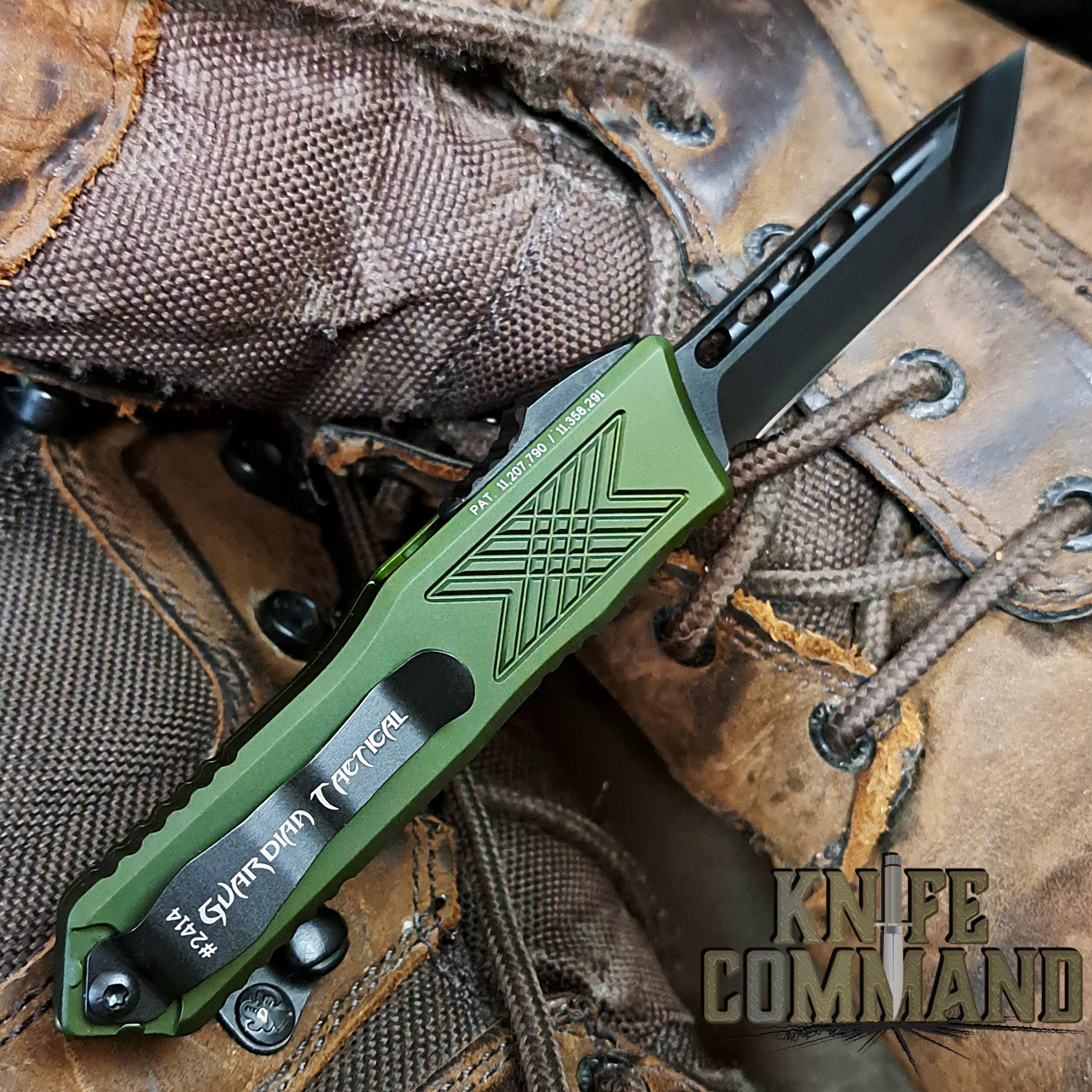 Guardian Tactical GTX-025 OTF OD Green Automatic Knife Black Tanto-point 12-8121