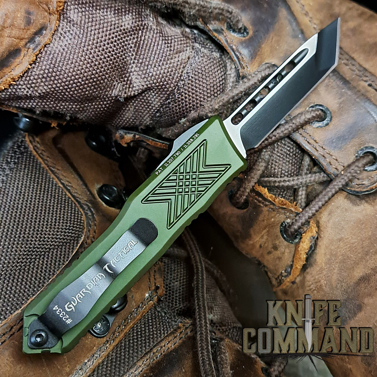 Guardian Tactical GTX-025 OTF OD Green Automatic Knife Two Tone Tanto-point 12-8221