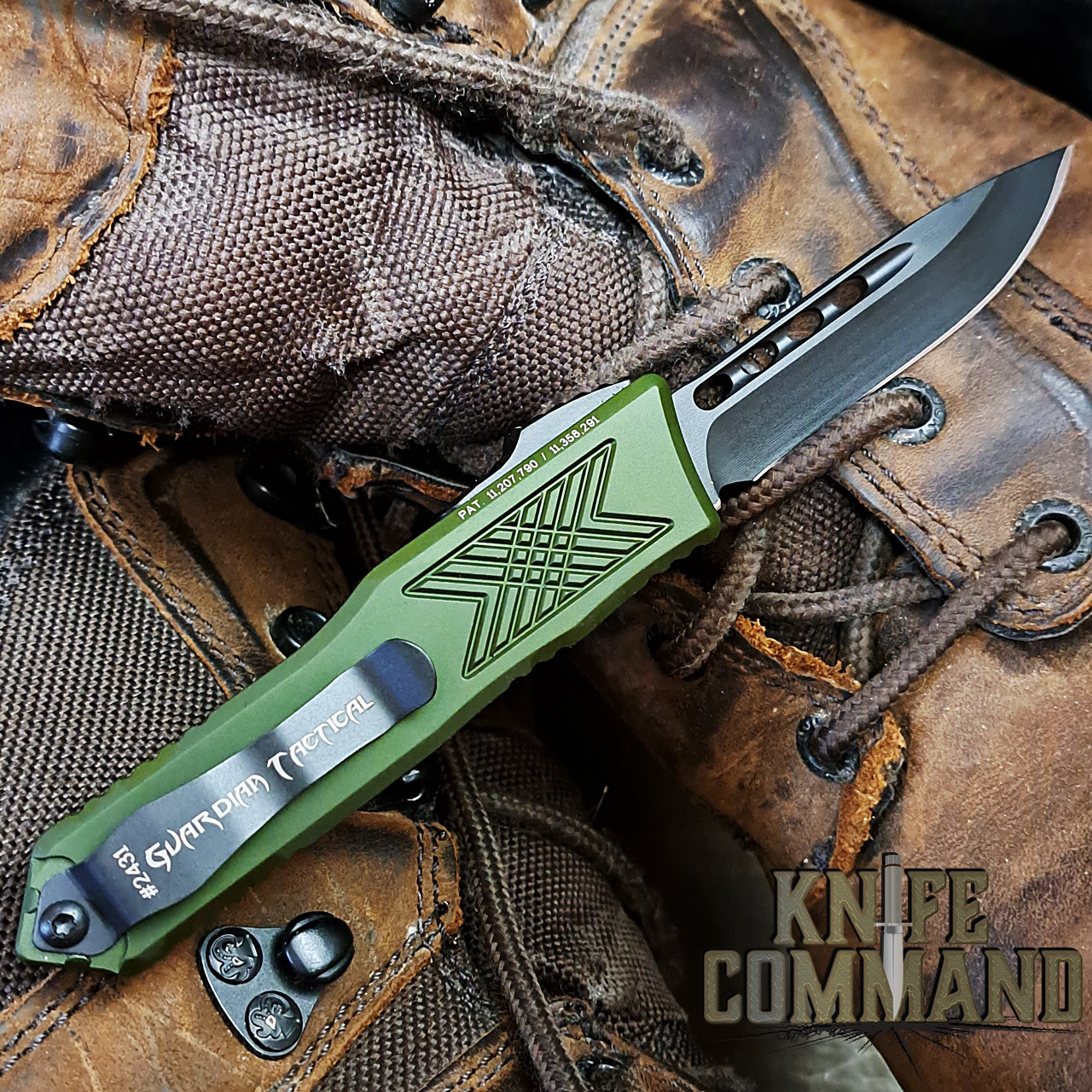 Guardian Tactical GTX-025 OTF OD Green Automatic Knife Black Drop-point 12-8111