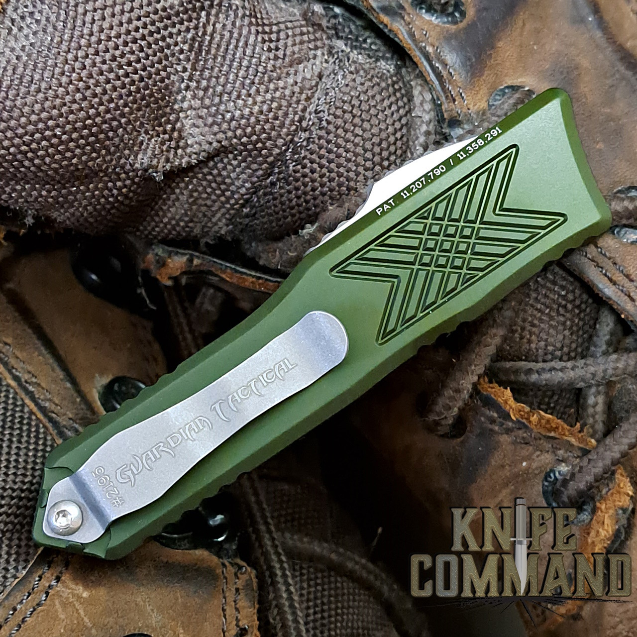 Guardian Tactical GTX-025 OTF OD Green Automatic Knife Stonewash Drop-point 12-8511