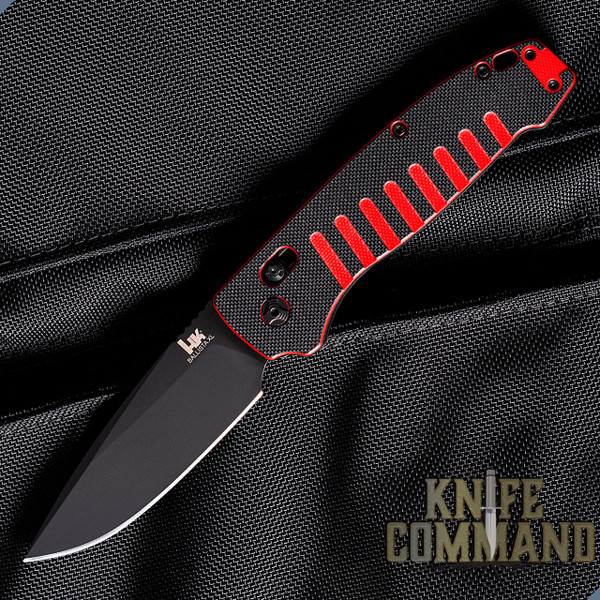 Hogue Knives Ballista XL H&K Automatic Folder: 3.75" Drop Point Partially Serrated S30V Blade Black Cerakote Finish, ChromaCut #54559