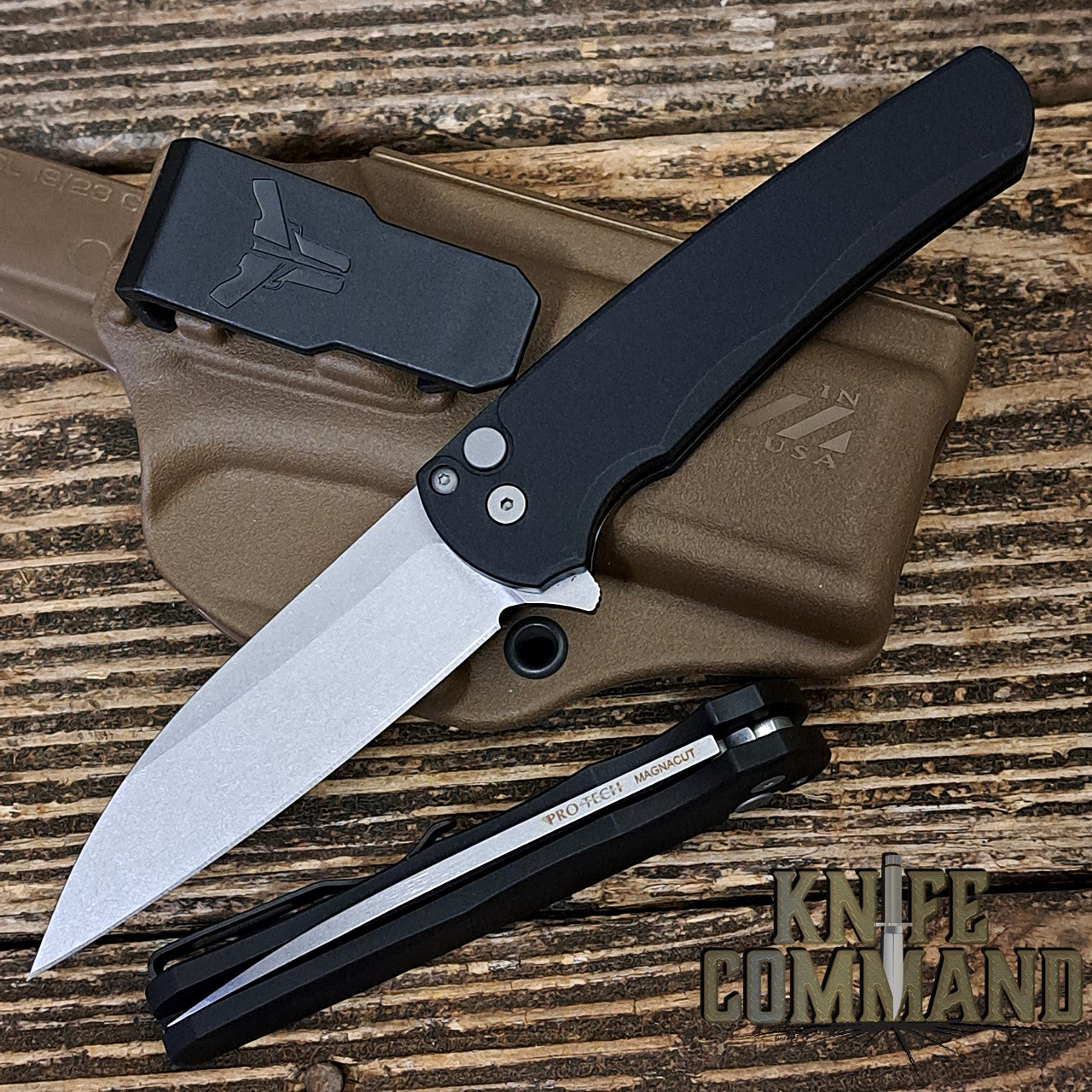 Pro-Tech Knives 5301 Malibu Manual Flipper Knife Folder 3.25" Stonewash MagnaCut Wharncliffe Blade