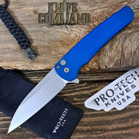 Pro-Tech Knives 5301-BLUE Malibu Manual Flipper Knife Folder 3.25" Stonewash MagnaCut  Wharncliffe Blade