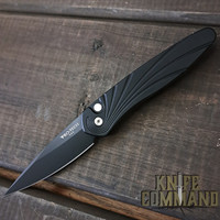 Pro-Tech Knives 3437 Newport Wave Automatic Knife Folder 3" Black DLC CPM-S35VN Blade