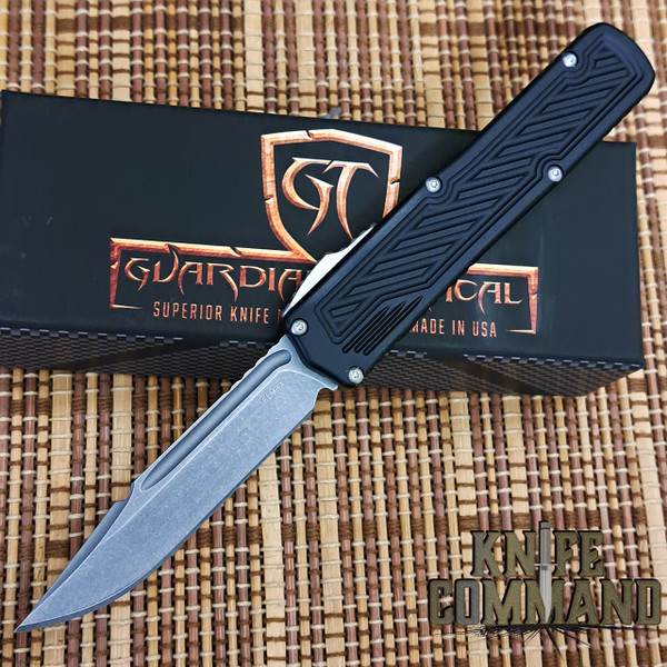 Guardian Tactical Scout Black OTF Automatic Knife Stonewash Clip Point Elmax Blade 143511