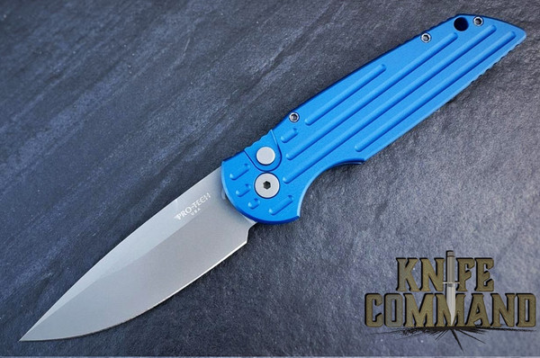 Pro-Tech Knives Tactical Response TR-3 Blue Automatic Knife Police Law Enforcement Folder 3.5" Bead Blasted Blade