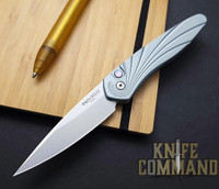 Pro-Tech Knives 3436-Grey Newport Wave Automatic Knife Folder 3" Stonewash CPM-S35VN Blade
