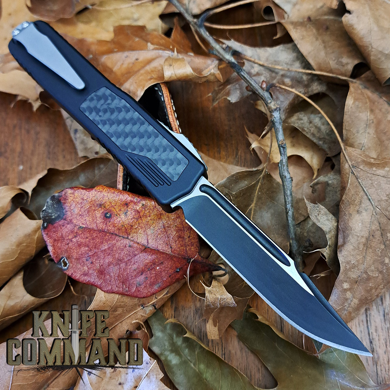Guardian Tactical Black Scout Carbon Fiber OTF Automatic Knife Two-Tone Clip Point Elmax Blade 142211