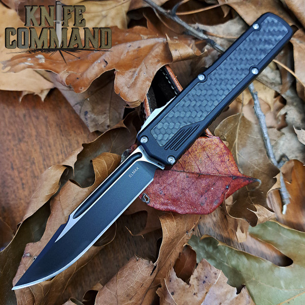 Guardian Tactical Black Scout Carbon Fiber OTF Automatic Knife Two-Tone Clip Point Elmax Blade 142211