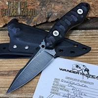 Wander Tactical Custom Barracuda Fixed Blade Knife Black Micarta / Raw Blade