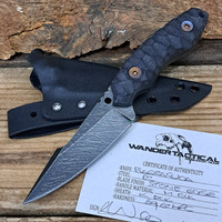 Wander Tactical Custom Barracuda Fixed Blade Knife Black Micarta / Stone Edge Blade