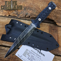 Wander Tactical Custom Large Dagger fixed Blade Knife Black Micarta / Black Blood Blade