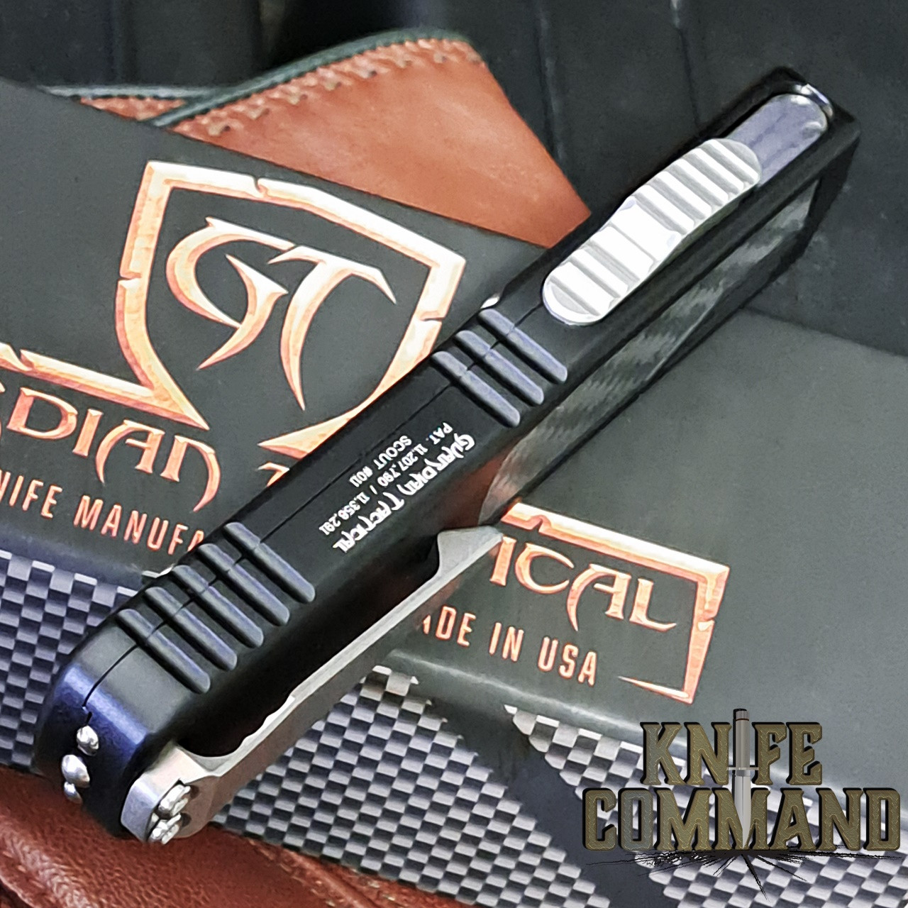 Guardian Tactical Custom Black Scout Carbon Fiber OTF Automatic Knife Reese Weiland Satin Elmax Blade 142911BS
