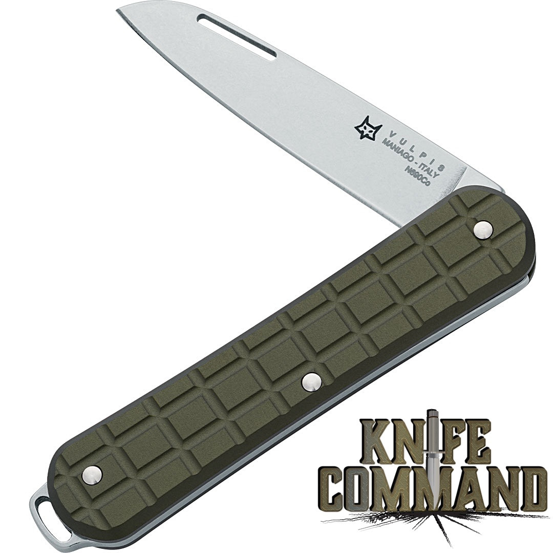 Fox Knives Vulpis OD Green Grenade Pattern Gentleman's Folding Knife FX-VPGP130 MG