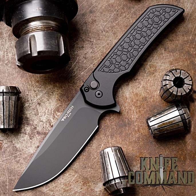 Pro-Tech Knives MX106 Gridlock Mordax Manual Flipper Knife Folder 3.625" Black DLC MAGNACUT Drop Point Blade