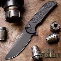 Pro-Tech Knives MX106 Gridlock Mordax Manual Flipper Knife Folder 3.625" Black DLC MAGNACUT Drop Point Blade