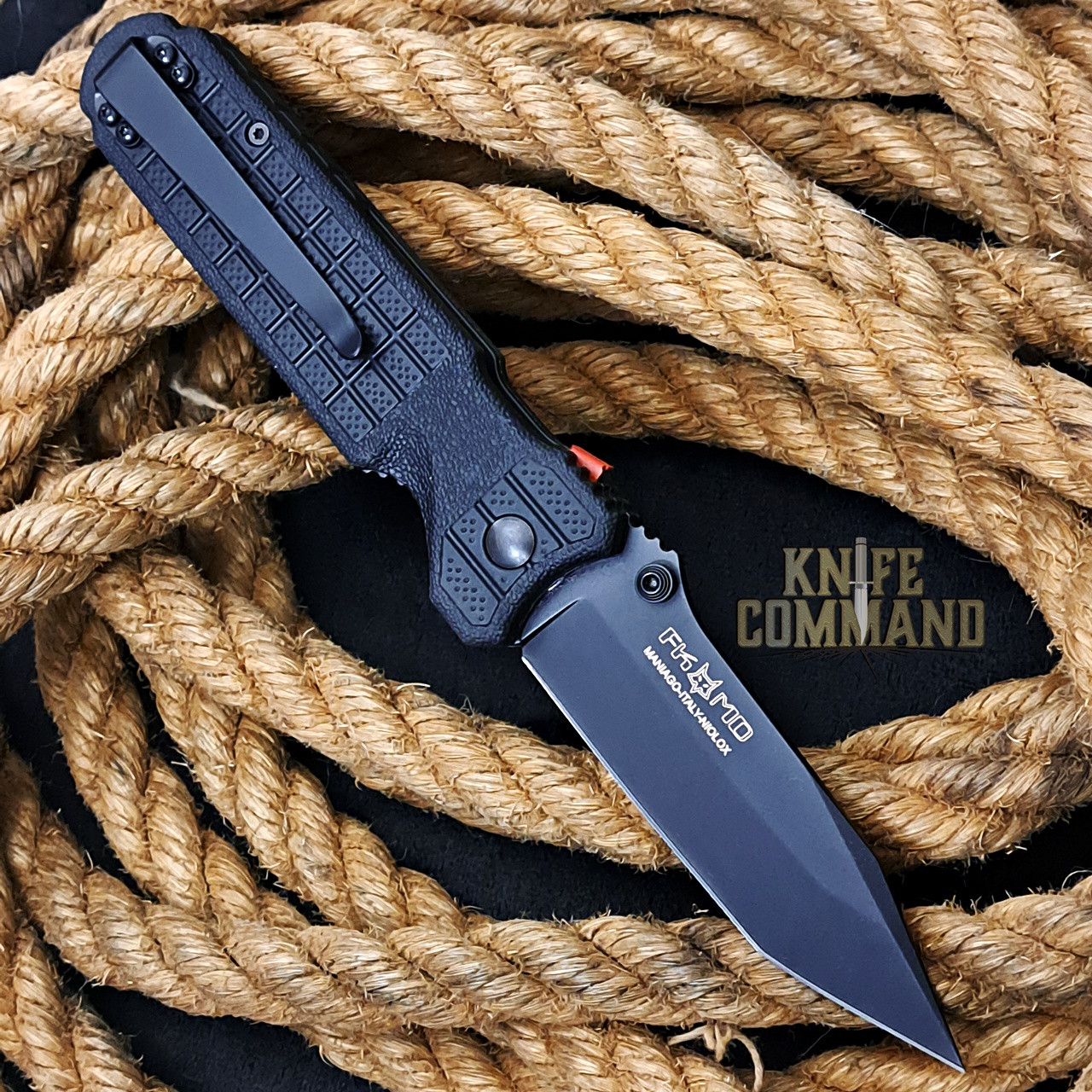 Fox Knives FKMD Predator Evolution Black Niolox Tanto Tactical Folding Knife FX-449 B