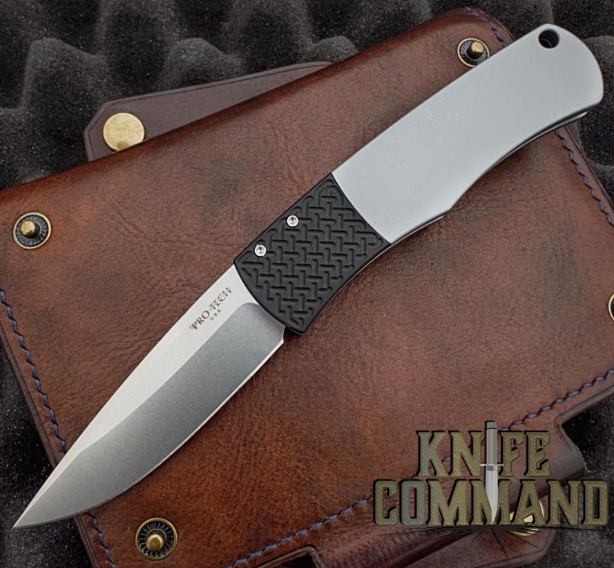 Pro-Tech Knives BR-1.3 LTD Grey Mike Whiskers Allen Magic Bolster Release Automatic Folder Knife Folder 154-CM Stonewash Blade