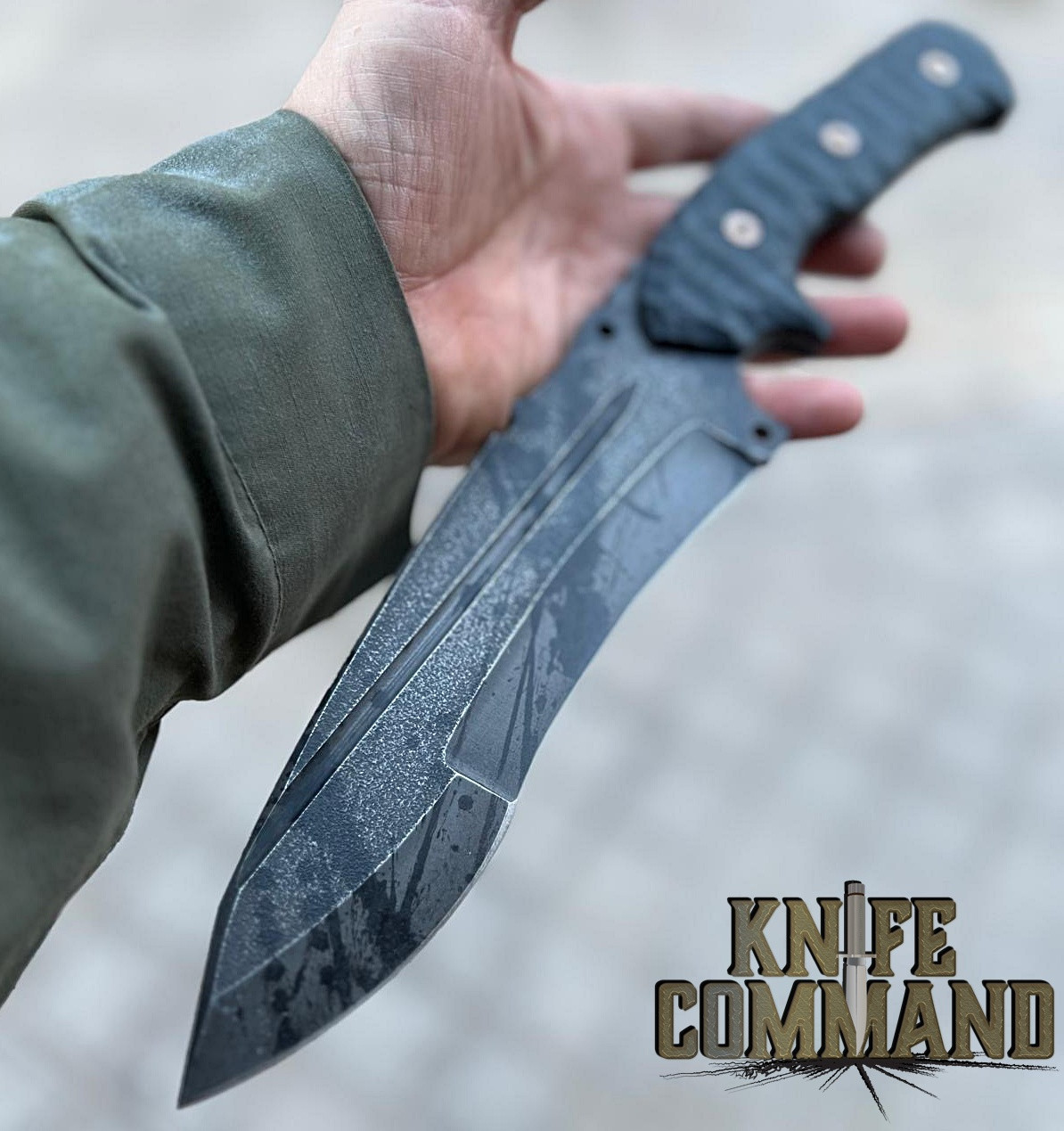 Wander Tactical Custom Smilodon Kukri Acid Black Blood Black Micarta Knife