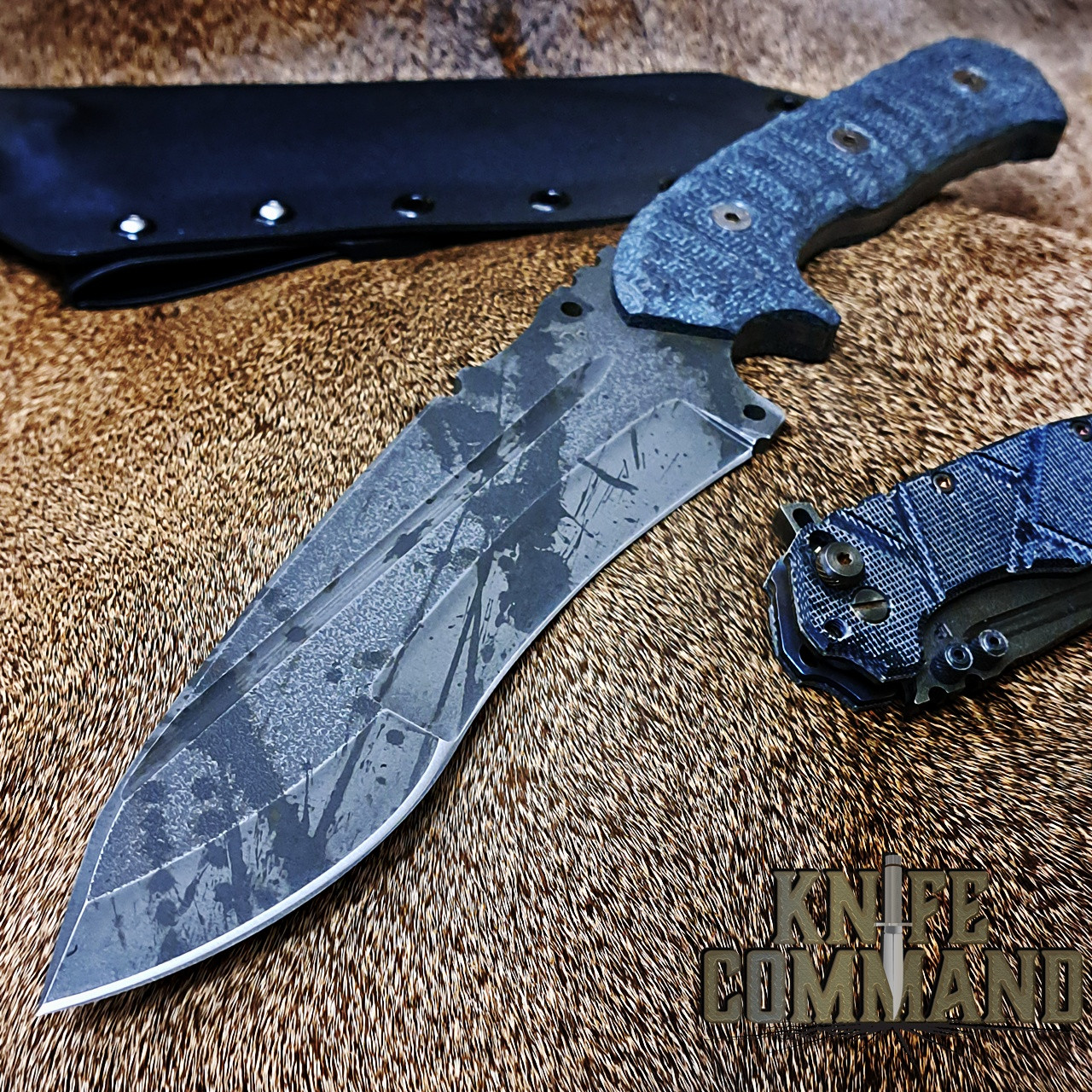Wander Tactical Custom Smilodon Kukri Acid Black Blood Black Micarta Knife