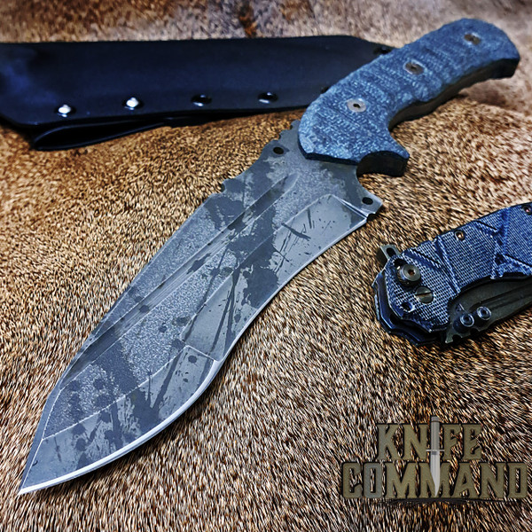 Wander Tactical Custom Smilodon Kukri Acid Black Blood Black Micarta Knife