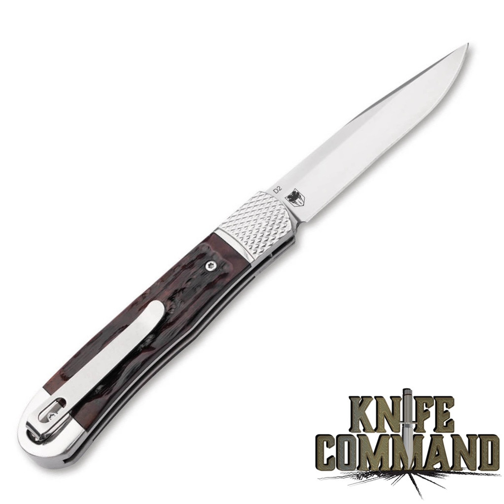 Boker Plus Hidden Release Trapper Appaloosa Bone Automatic Knife Satin 01BP0029