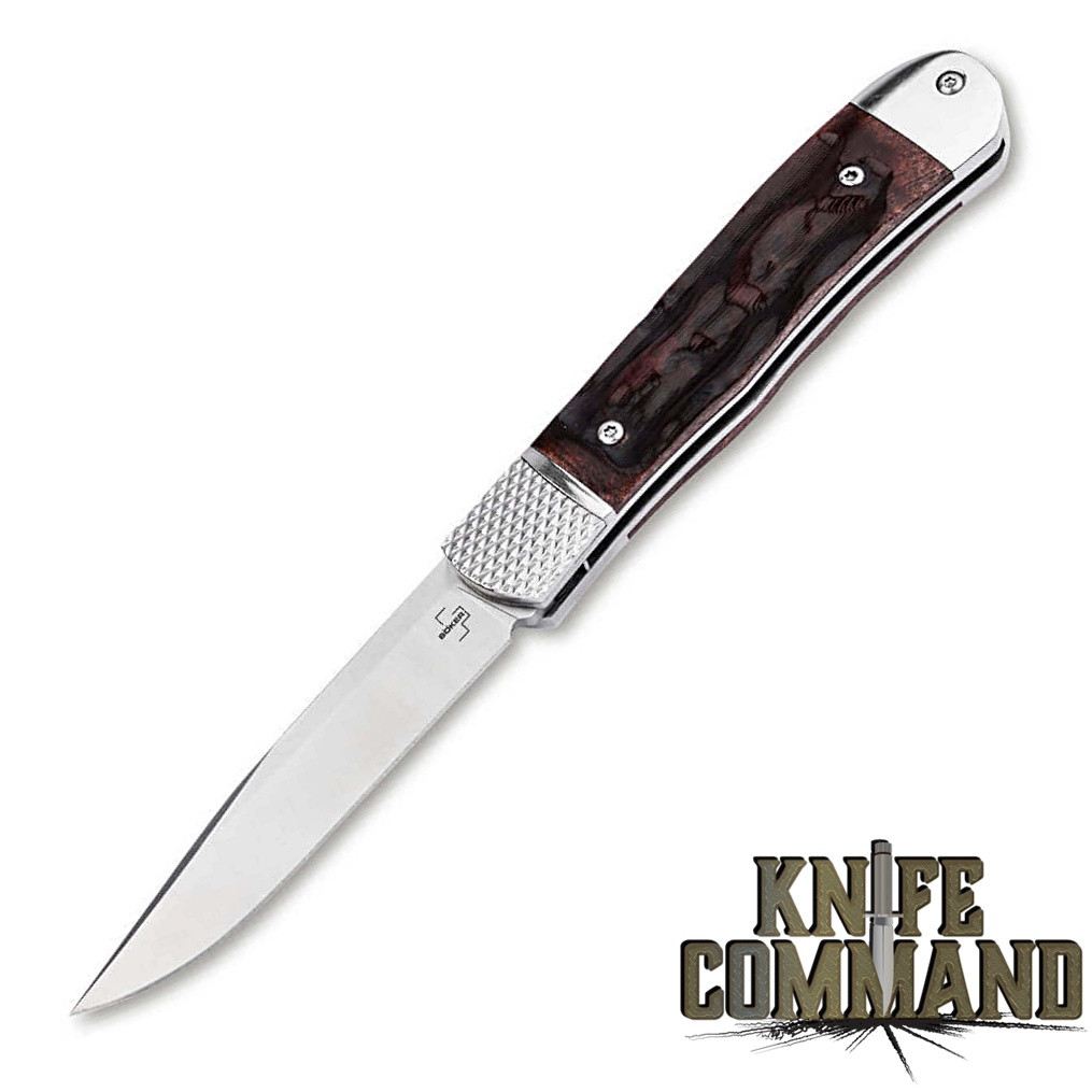 Boker Plus Hidden Release Trapper Appaloosa Bone Automatic Knife Satin 01BP0029