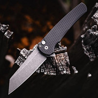 Pro-Tech Knives 5435-AW Malibu Black Dragon Textured Manual Flipper Knife Folder 3.25" Acid Wash MagnaCut Reverse Tanto Blade