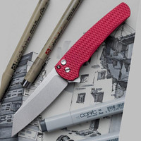 Pro-Tech Knives 5405 LTD Red Textured Malibu Manual Flipper Knife Folder 3.25" Stonewash MAGNACUT Reverse Tanto Blade