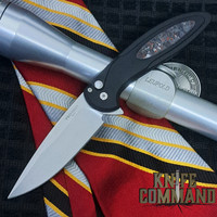 Pro-Tech Knives Cambria Manual Knife Folder Black Handle Technocarbo Red Inlay, 3.5" Stonewash MagnaCut Blade