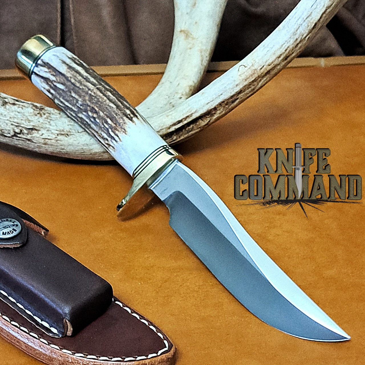 Randall Made Knives Model 3 Hunter Stag 5" TS Brass Hilt Butt Cap Knife