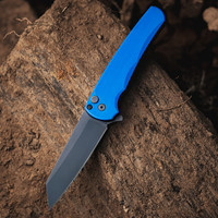 Pro-Tech Knives 5403 Blue Malibu Manual Flipper Knife Folder 3.25" Black DLC MAGNACUT Reverse Tanto Blade