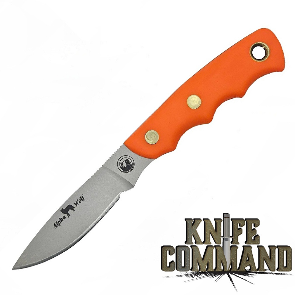Knives of Alaska Alpha Wolf D2 Blaze Orange Suregrip Hunting Knife 00328FG