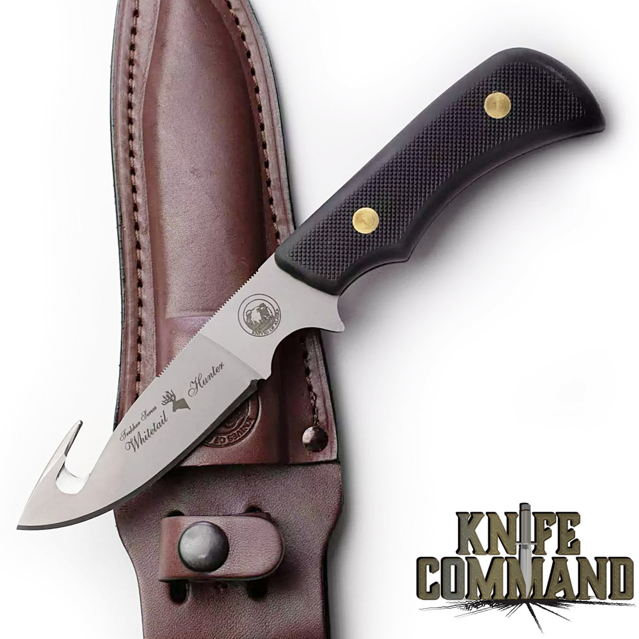 Knives of Alaska Trekker Whitetail Hunter Black Suregrip Hunting Knife 00162FG